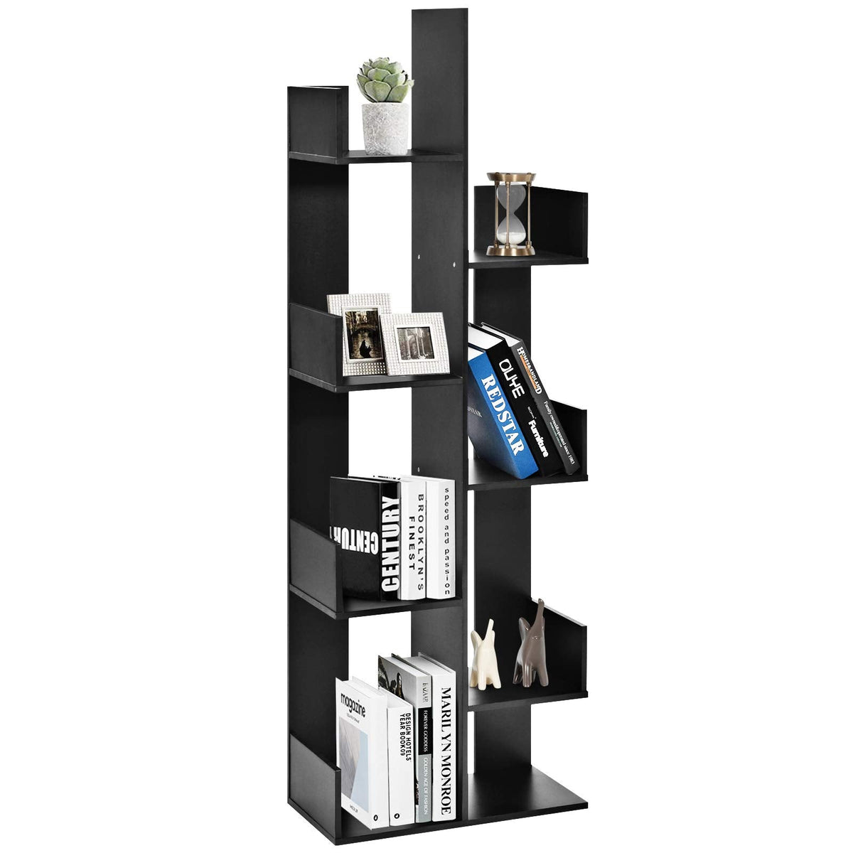 Tangkula 8 Shelf Bookshelf, Wood Bookcase with 8 Book Shelves