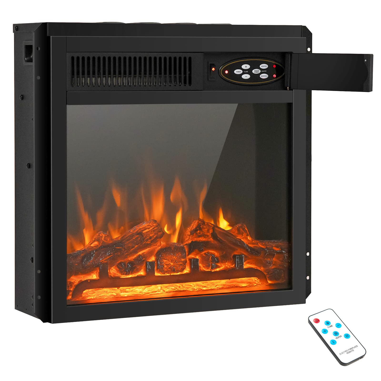 Tangkula 18 Inch Electric Fireplace, 5100 BTU Freestanding Electric Fireplace Heater with Remote Control