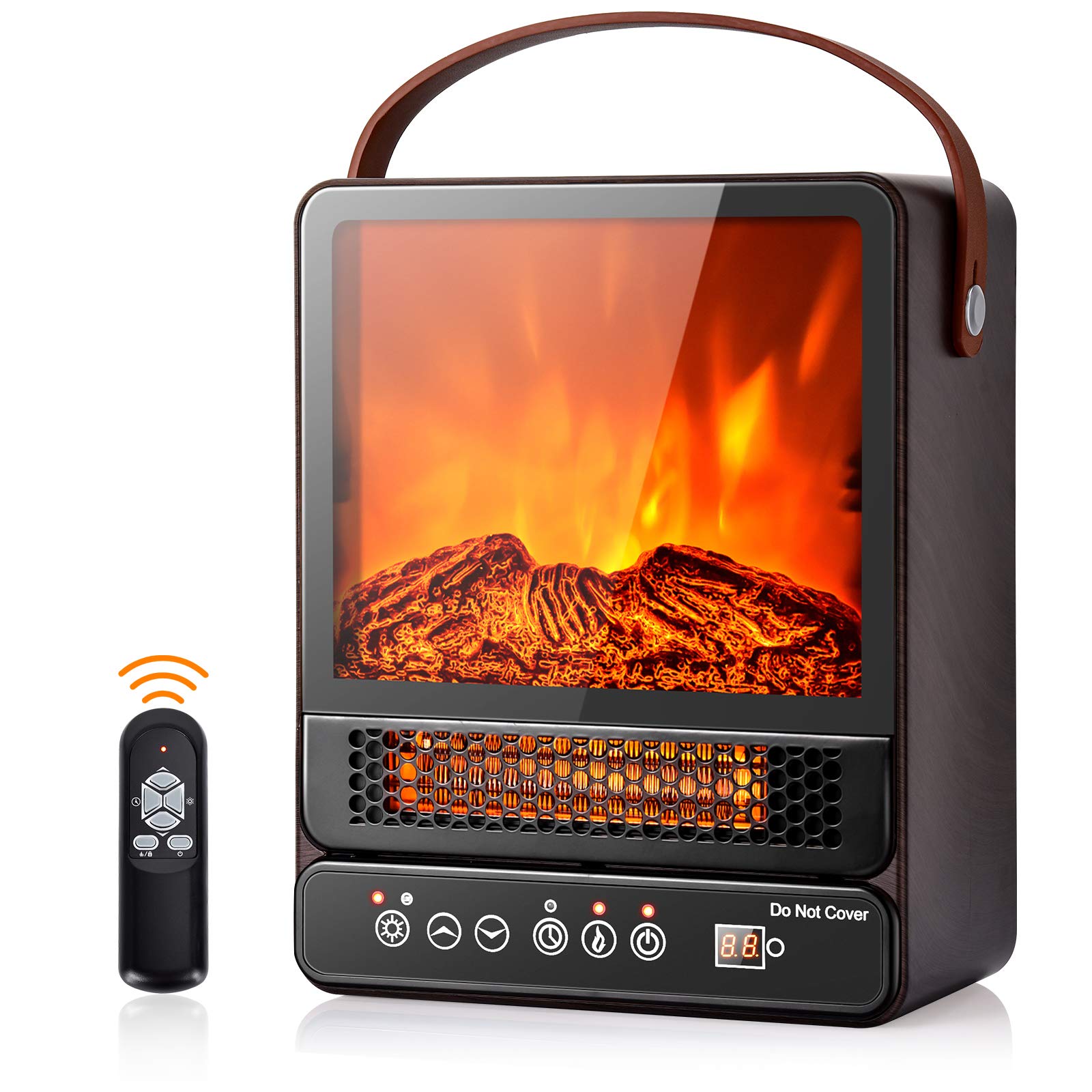 14.5" Mini Portable Electric Fireplace, 750W/1500W Tabletop Stove Heater with 3D Flame & Remote Control