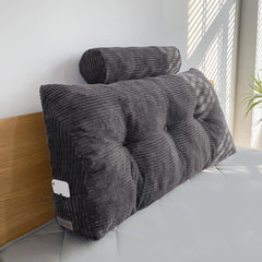 MAXYOYO Headboard Wedge Pillow with Free Cylindrical Pillow Bed Large Backrest, Dark Grey