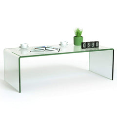 Tangkula Tempered Glass Coffee, Clear Coffee Table