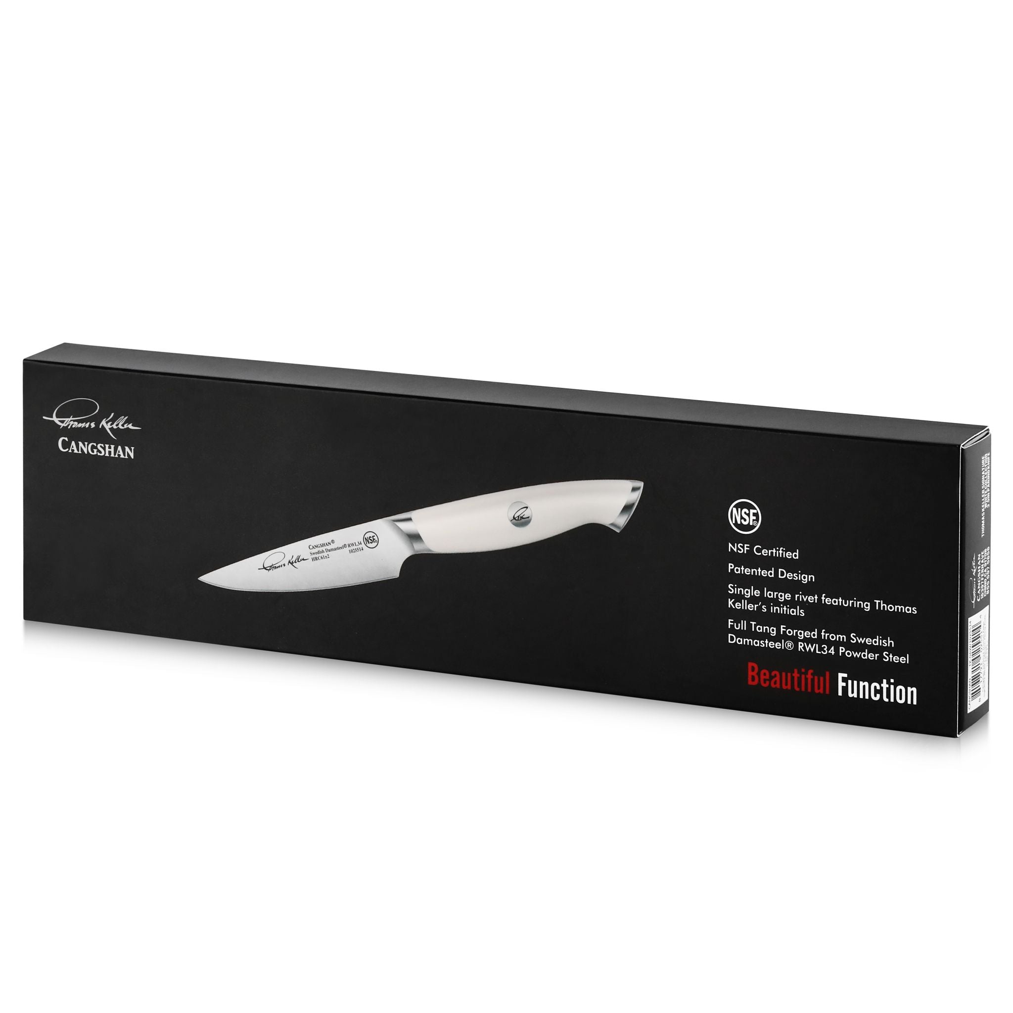 TKSC 3.5" Paring Knife, Forged Swedish Powder Steel, Thomas Keller Signature Collection, White, 1025514