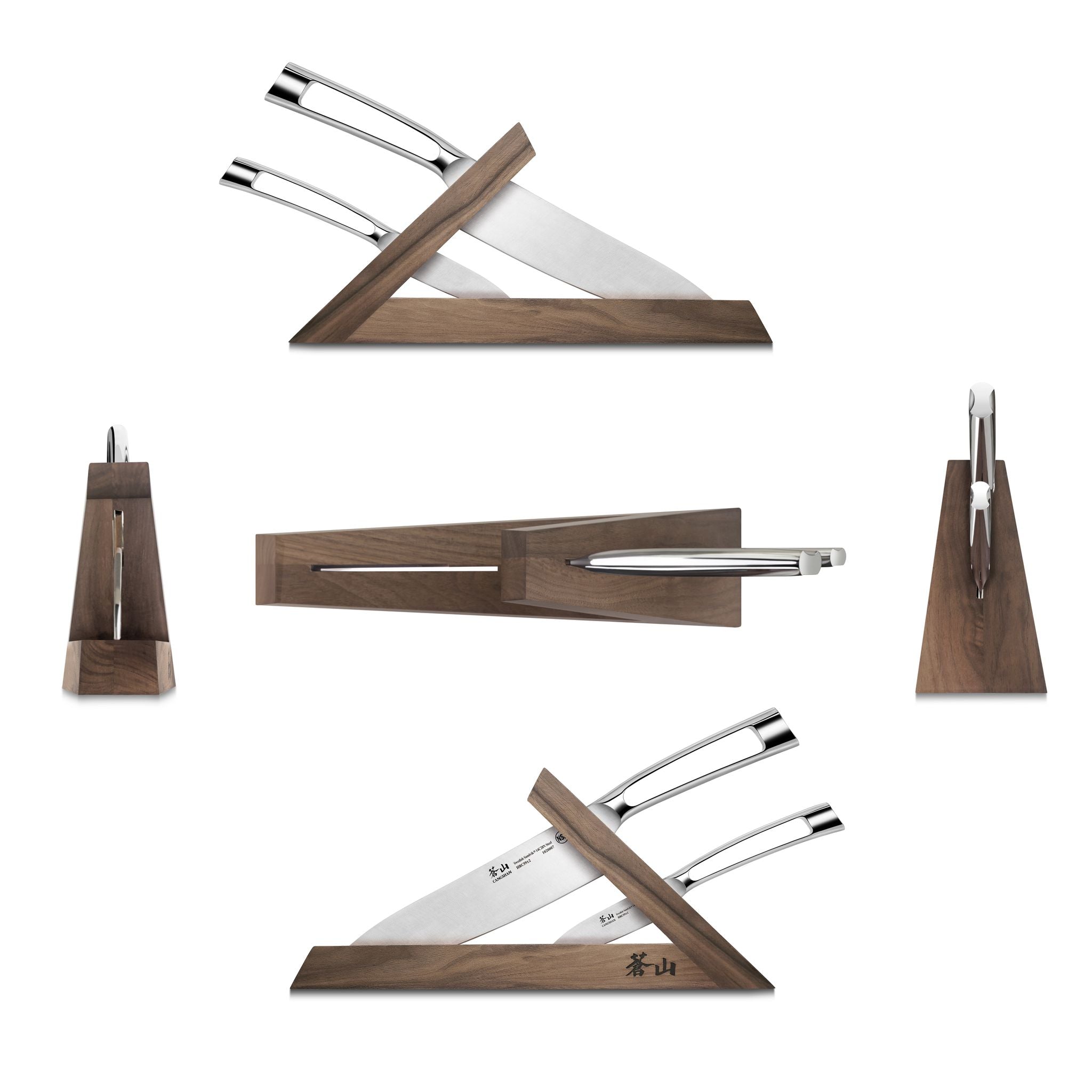 TN1 Series 3-Piece TAI Knife Block Set, Forged Swedish 14C28N Steel, Walnut Block, 1021264