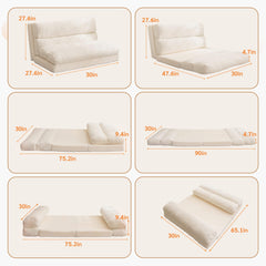 MAXYOYO  Bean Bag Bed Folding Sofa Bed, Extra Wider Fold Full Floor Mattress, Beige Floor Couch