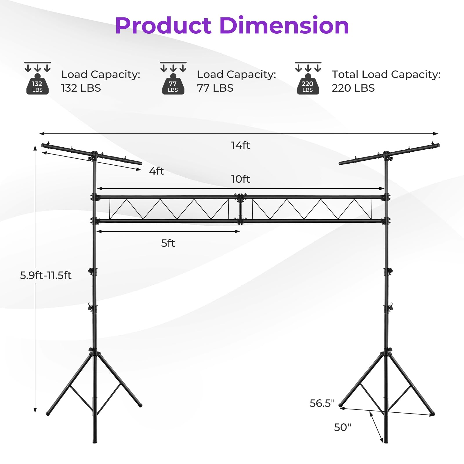 Tangkula Stage Lighting Stand, 14FT Lighting Truss System w/32 Lights Hold 220LBS Capacity