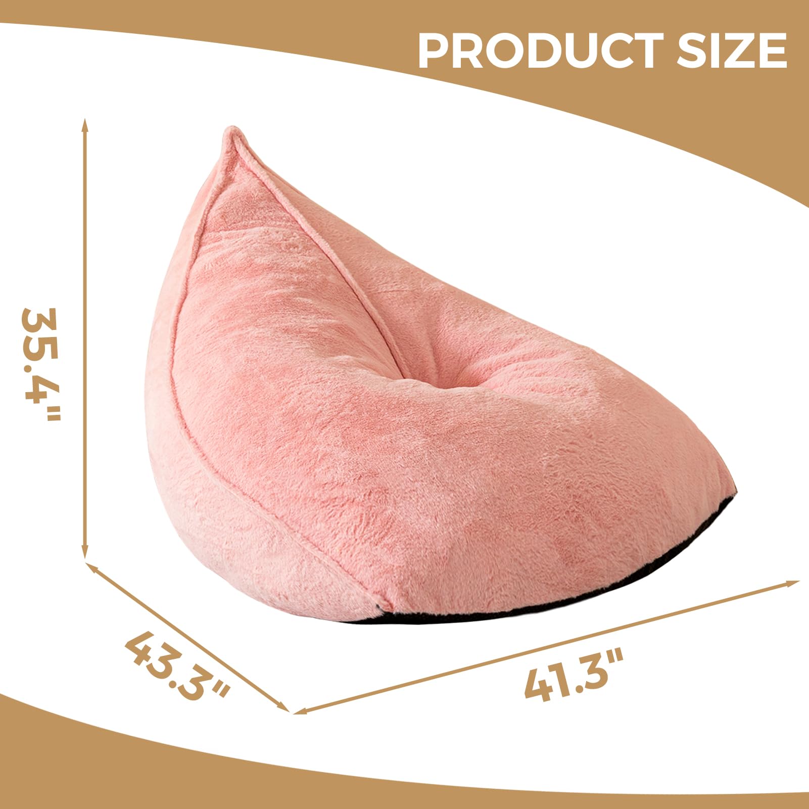 MAXYOYO Bean Bag Chairs for Adults, Giant Sherpa Lazy Couch with Filler, Dark Pink