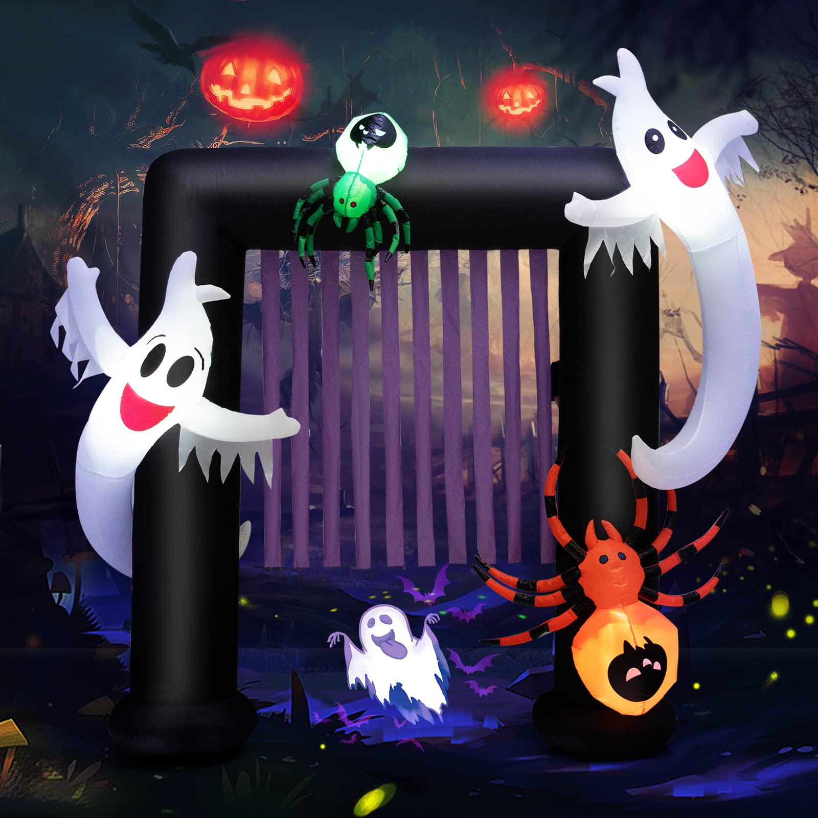 Tangkula Halloween Decorations, Halloween Inflatable Ghost With Led Lights