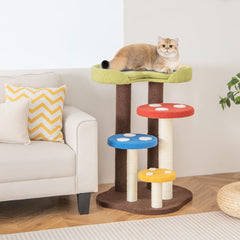 Tangkula 37" Mushroom Cat Tree, Cute Cat Tower with Full-Wrapped Sisal Post