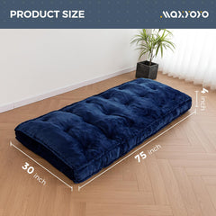 MAXYOYO 75" x 30" Daybed Futon Mattress, Velvet Cot Size Window Seat Cushion,Navy