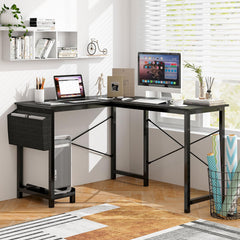 Tangkula L-Shaped Office Desk, Modern Reversible Computer Desk with Storage Pocket & CPU Stand (Dark Gray)