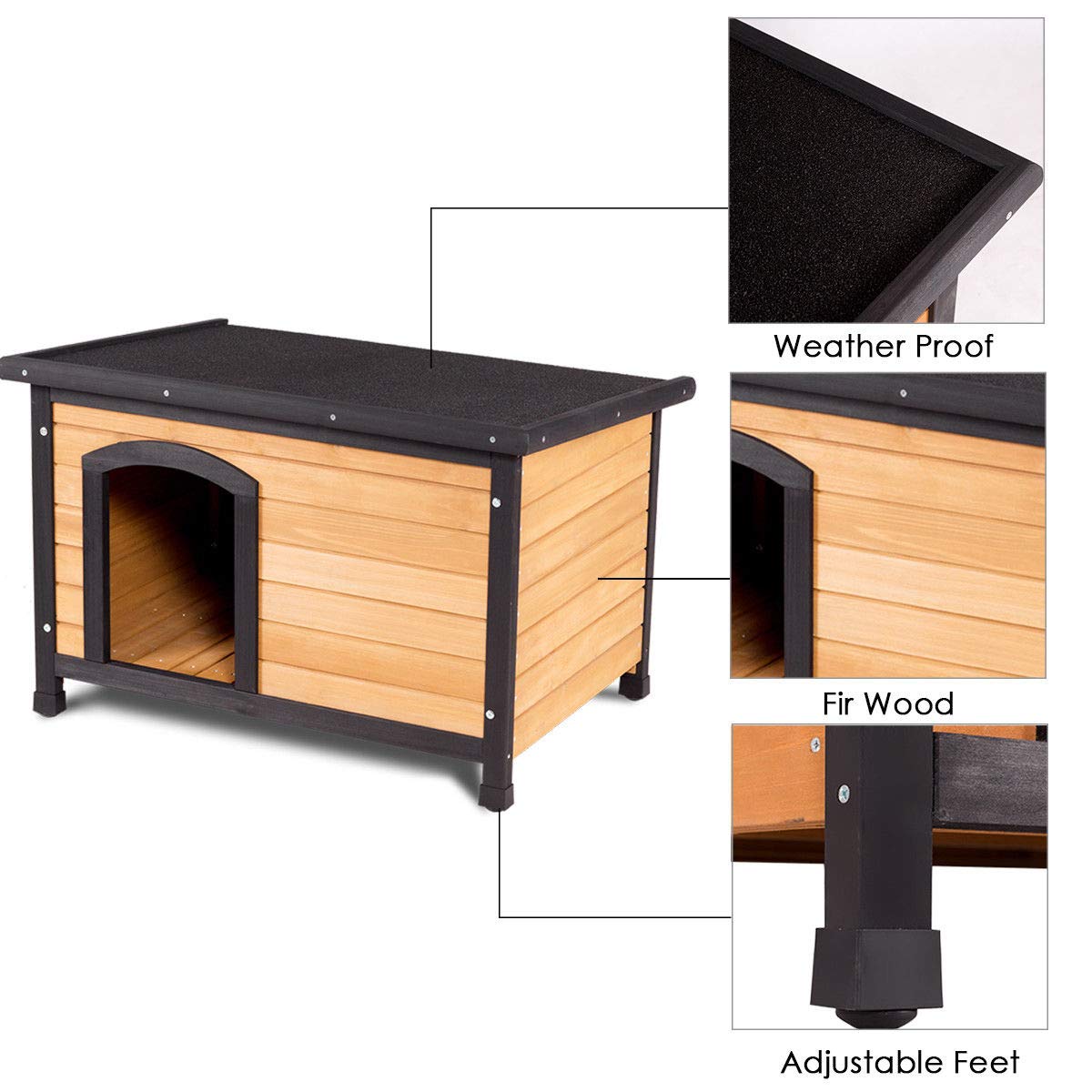 Tangkula Wooden Dog House Outdoor Indoor