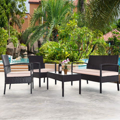 4 PCS/8 PCS Patio Furniture Sets, Rattan Chair Wicker Set, Outdoor Bistro Sets