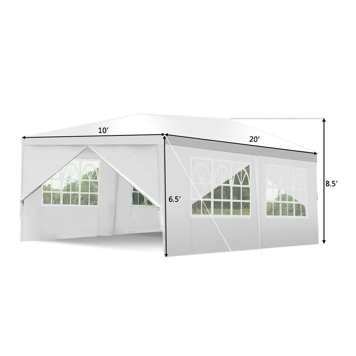 Tangkula Outdoor 10'x20' Canopy Tent, Heavy Duty Wedding Party Tent with 4 Removable Sidewalls & 2 Zippered Doorways