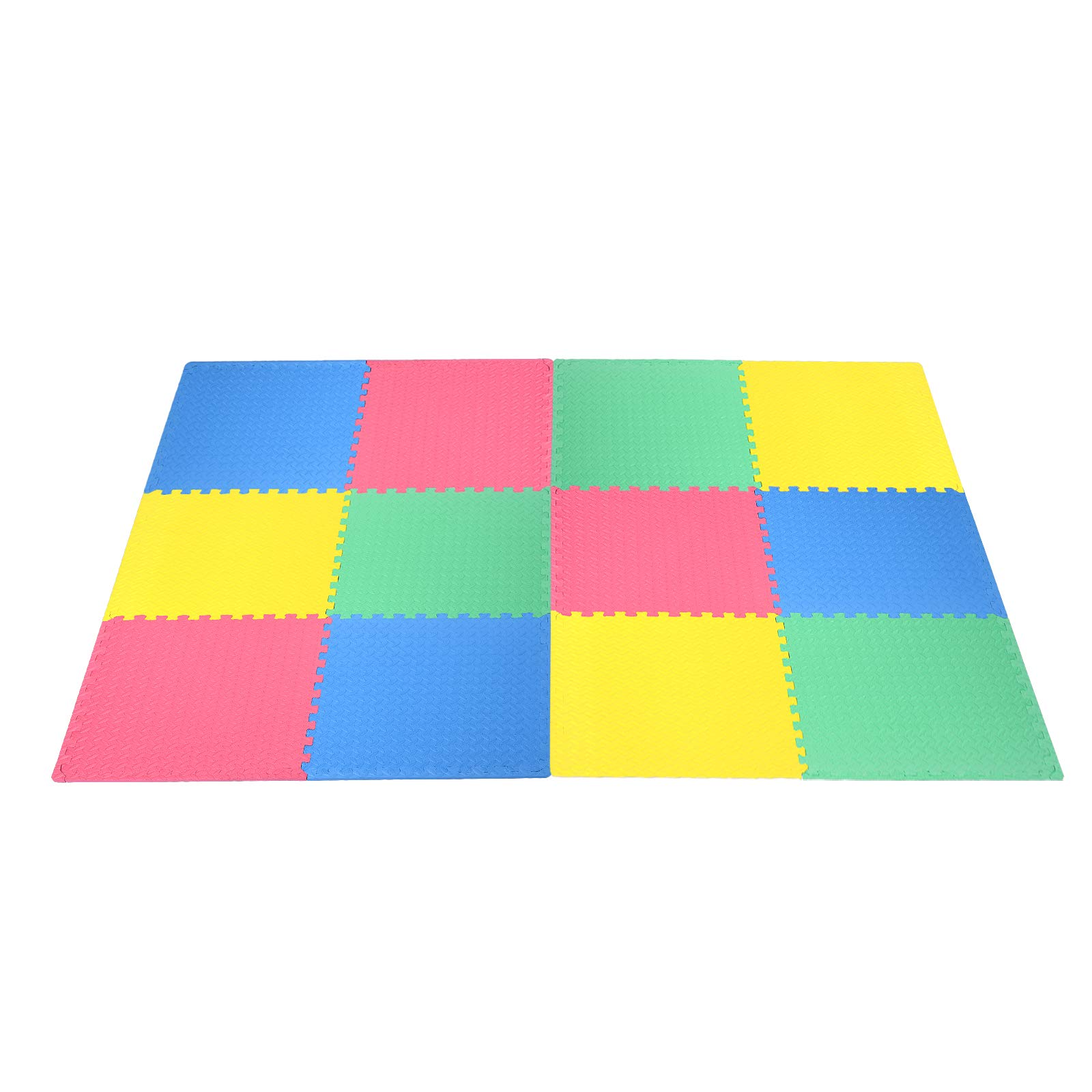 Tangkula 12 Pieces EVA Exercise Floor Mats with Border, 1/2" Interlocking Soft Foam Puzzle Play Mats