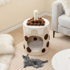 Tangkula Bubble Tea Cat Tree Tower, 26.5 Inch Cat Condo Furniture with Scratching Post