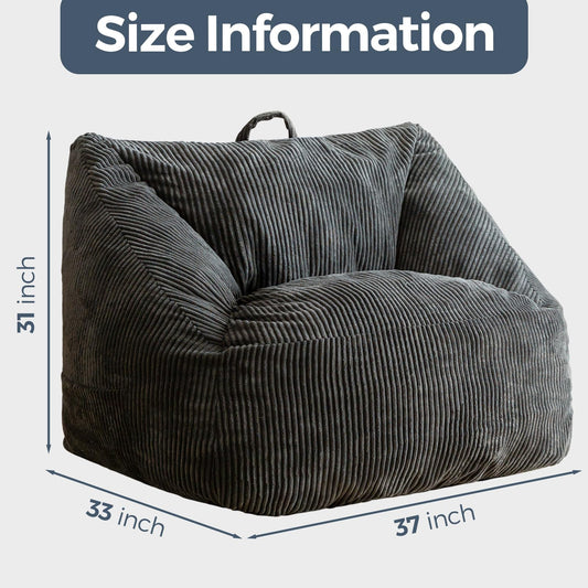 MAXYOYO Bean Bag Chair, Floor Sofa with Handle, Teens Living Room Accent Sofa Chair with Pocket for Gaming Reading Relaxing (Dark Grey)