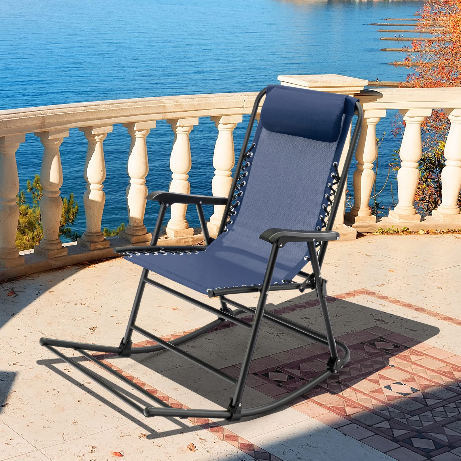 Outdoor Folding Rocking Chair, No Assembly Required