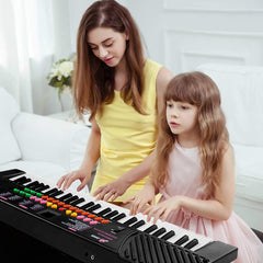 Tangkula 54-Key Electronic Keyboard for Kids Beginners with Mic & Adapter, Piano Keyboard (Black)