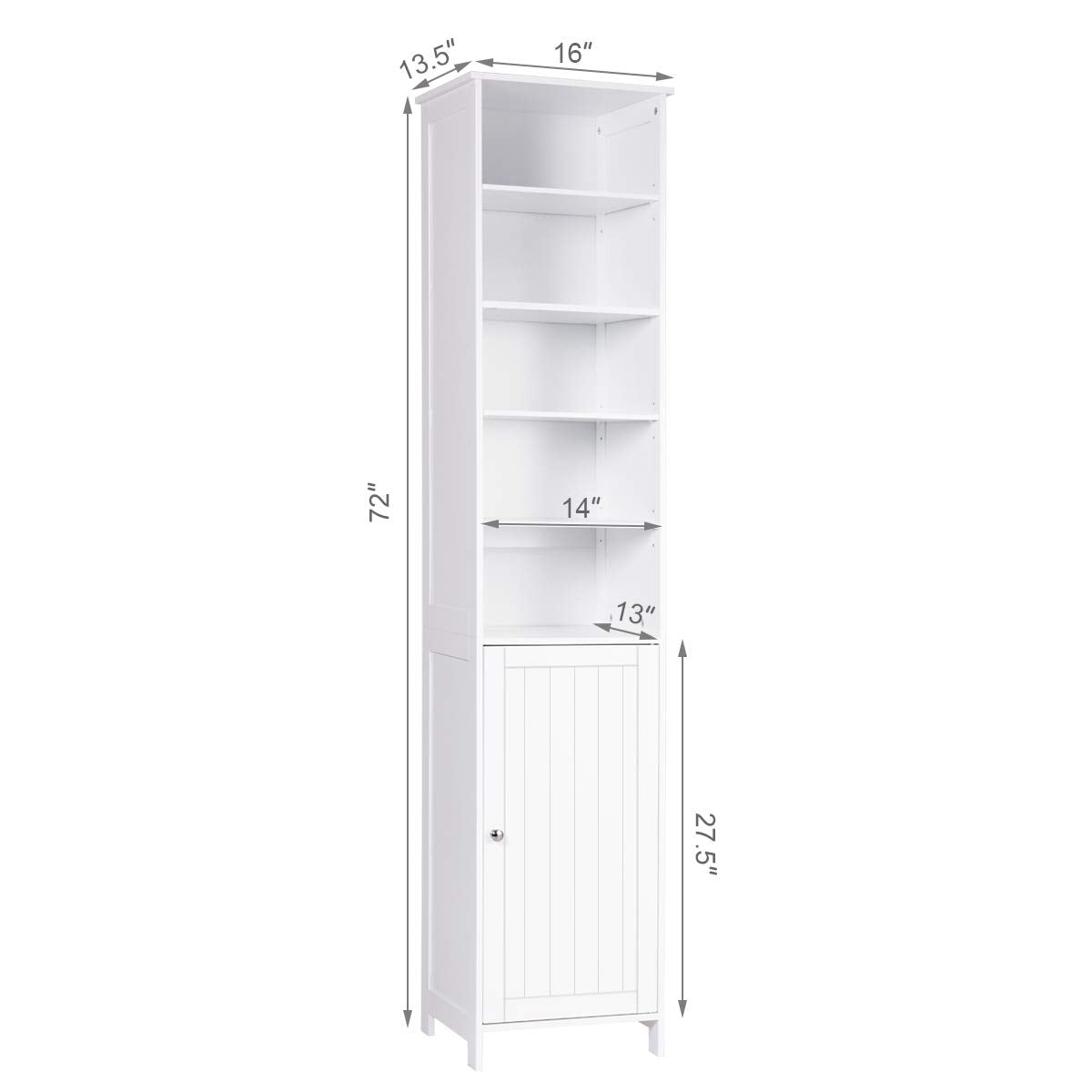 Tangkula 72 Inches Tall Cabinet, Bathroom Free Standing Tower Cabinet with Adjustable Shelves