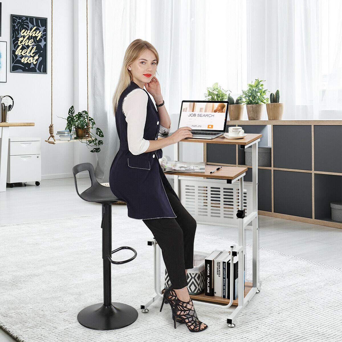 Tangkula Small Standing Desk, Height Adjustable Teacher Podium Stand