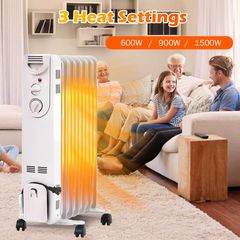 TANGKULA 1500W Oil-Filled Heater, Portable Radiator Heater with Adjustable Thermostat