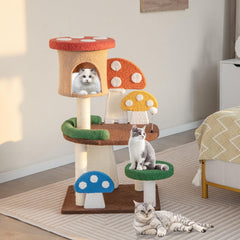 Tangkula 40.5 Inch Mushroom Cat Tree, Cute Cat Tower