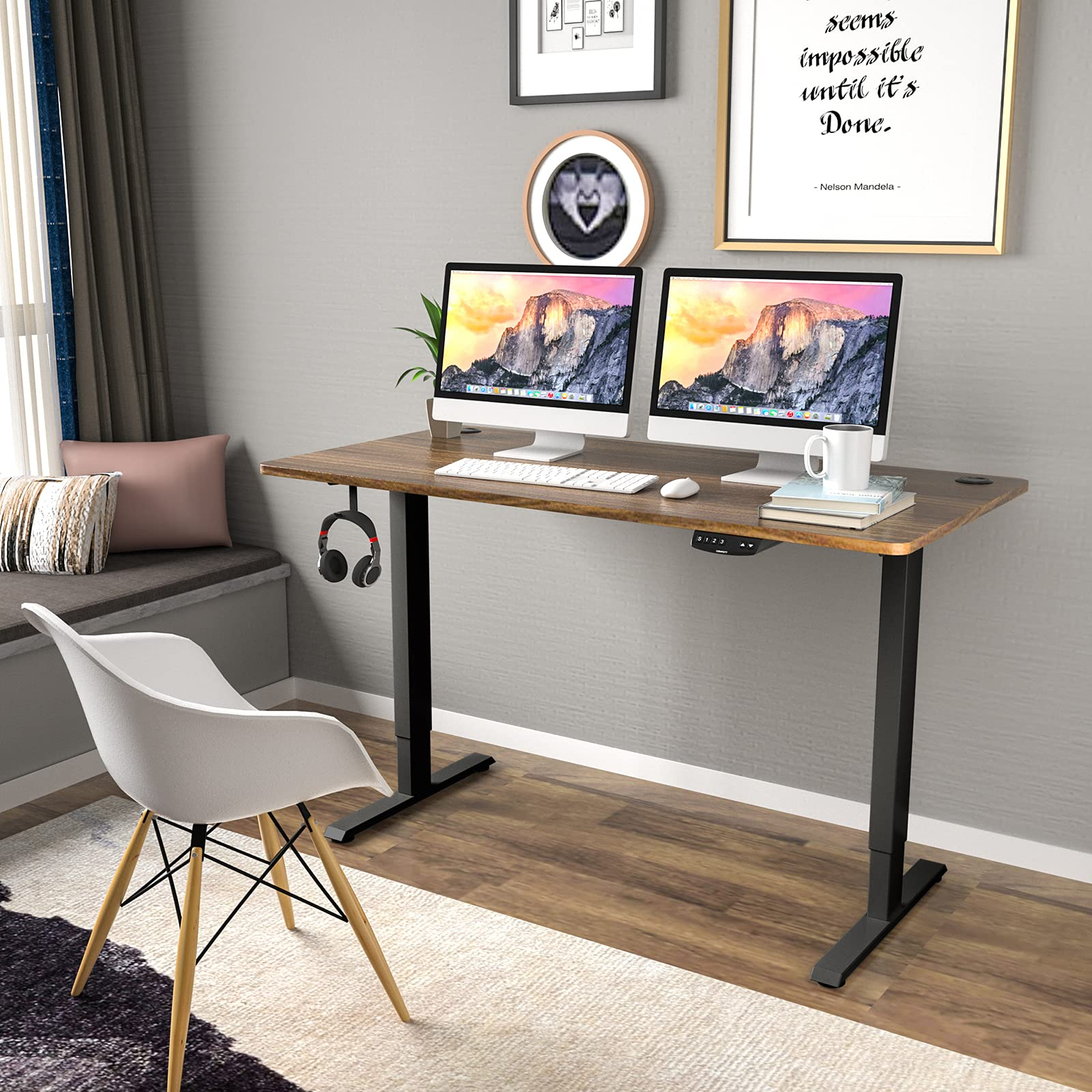 Tangkula Dual-Motor Electric Standing Desk Frame, Width & Height Adjustable Stand up Desk Base