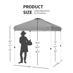 Outdoor Pop-up Canopy Tent, 6.6 x 6.6 FT Height Adjustable Commercial Instant Canopy