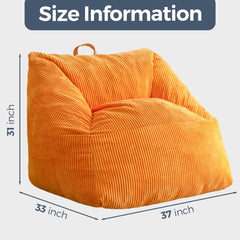 MAXYOYO Bean Bag Chair, Floor Sofa with Handle, Teens Living Room Accent Sofa Chair with Pocket for Gaming Reading Relaxing (Orange)