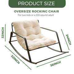 MAXYOYO Giant Indoor&Outdoor Patio Rocking Chair, Outside Inside Recliner Chair with Pad Cushions (Sherpa Beige)