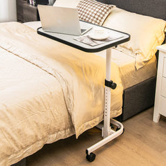 Tangkula Overbed Table with Wheels, Rolling Bedside Table with 9-Level Adjustable Height 29”-37”