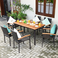 Tangkula 7 Pieces Patio Dining Set, Modern Conversation Set Umbrella Hole for Backyard Garden Poolside