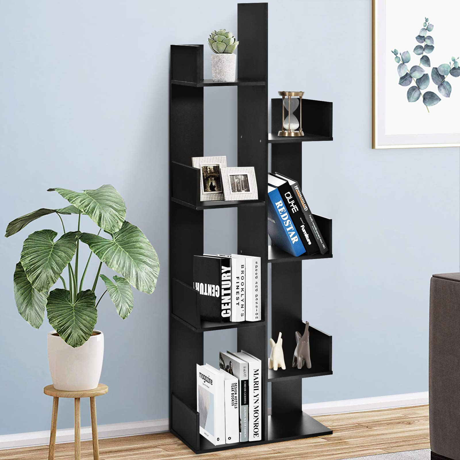 Tangkula 8 Shelf Bookshelf, Wood Bookcase with 8 Book Shelves