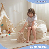 MAXYOYO Corduroy Bean Bag Chair Bed for Kids, Convertible Bean Bag Folds from Chair to Floor Mattress, Beige