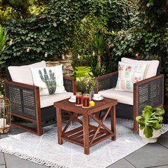 3 Pieces Patio Wicker Furniture Set, Rattan Outdoor Sofa Set