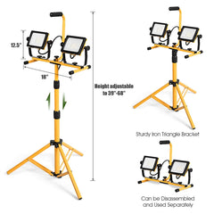 Tangkula 6000/10000/20000 Lumen LED Dual-Head Work Light, Adjustable Metal Telescopic Tripod Stand