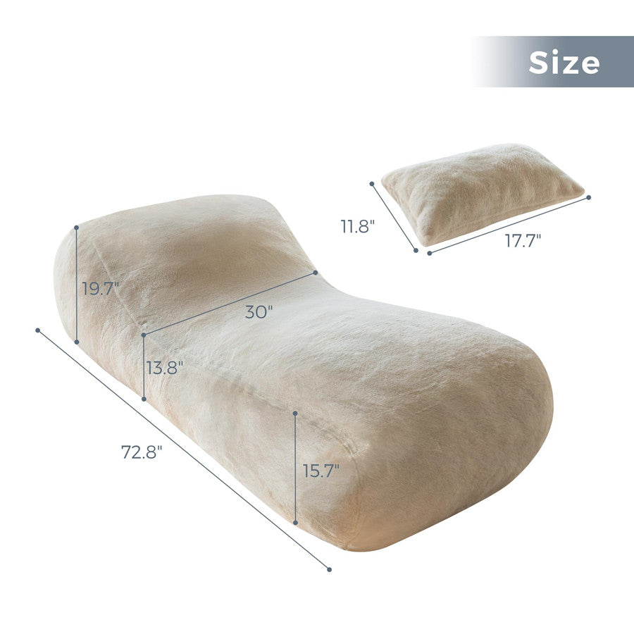 MAXYOYO Bean Bag Couch with Pillow, Gaming Bean Bag Sofa Lounger, Beige