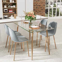 Tangkula Glass Dining Table, Modern Rectangular Table