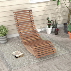 Tangkula Outdoor Acacia Wood Rocking Chair, Porch Rocker with Widened Slatted Seat and High Back