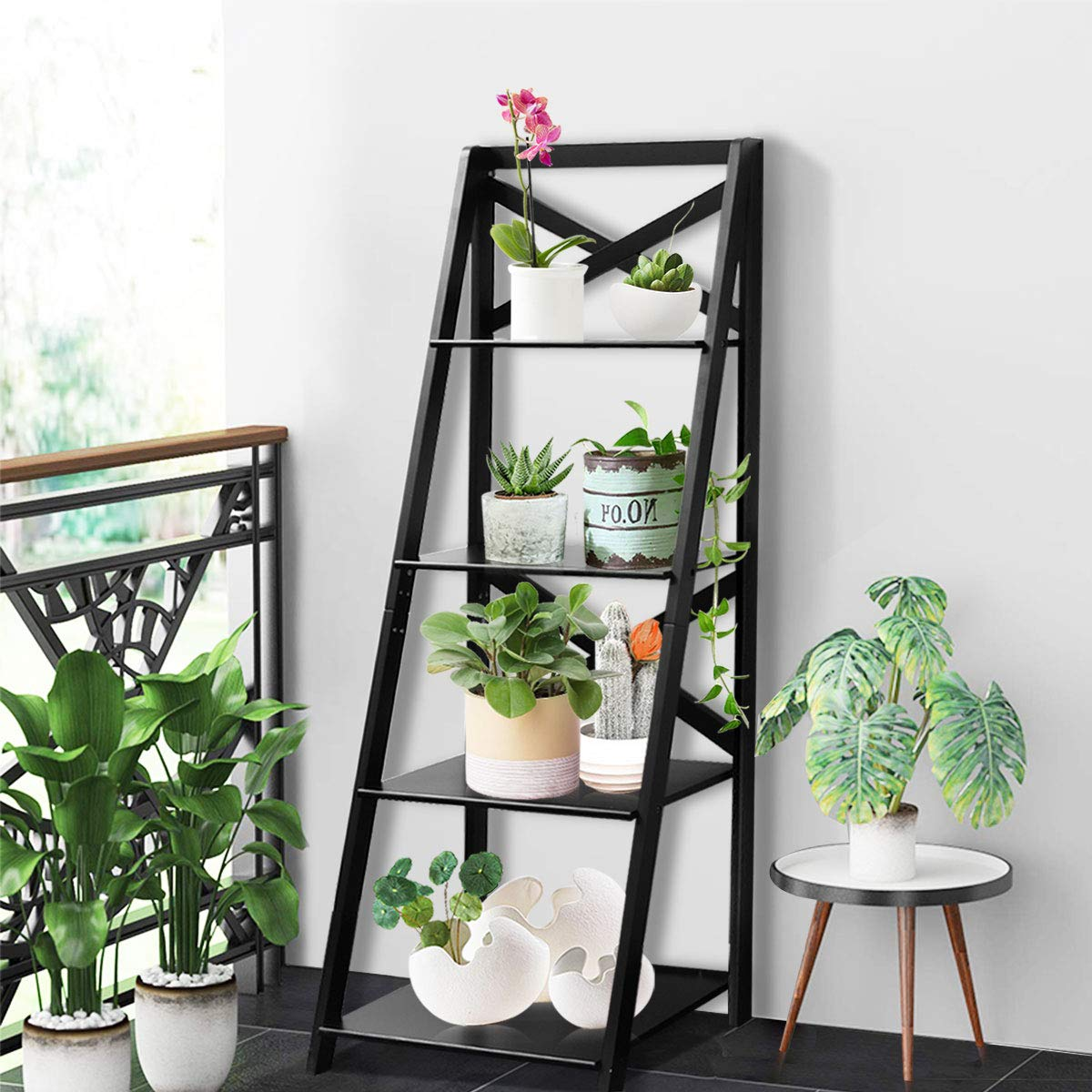 Tangkula 4-Tier Ladder Shelf Bookcase