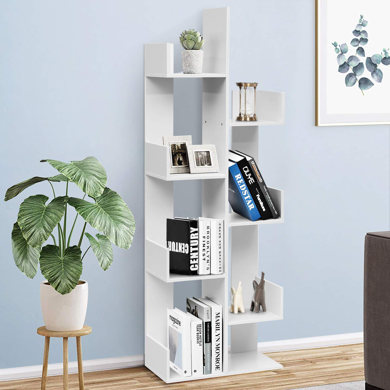 Tangkula 8 Shelf Bookshelf, Wood Bookcase with 8 Book Shelves