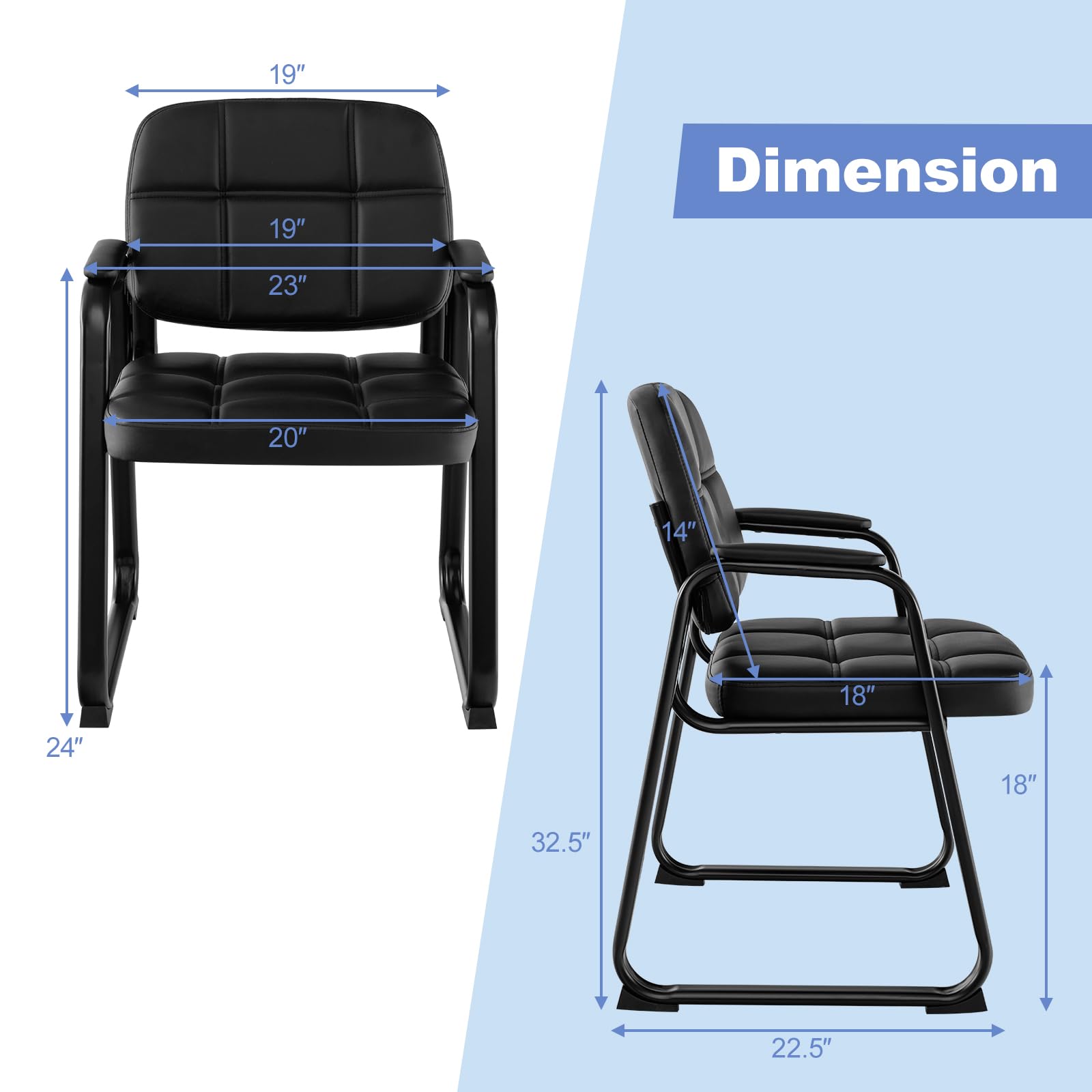 Tangkula Waiting Room Guest Chair, Upholstered Conference Chair with Armrest & Ergonomic Backrest