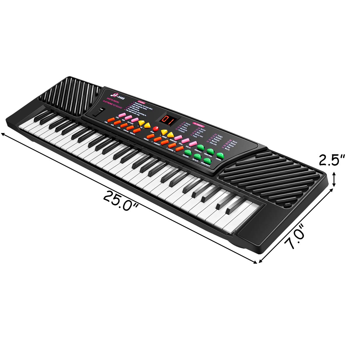 Tangkula 54-Key Electronic Keyboard for Kids Beginners with Mic & Adapter, Piano Keyboard (Black)