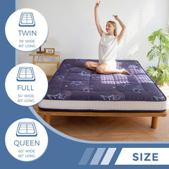 MAXYOYO 6" Extra Thick Futon Mattress Floor Mattress, Moon Star Pattern Tatami Pad Japanese Floor Mattress