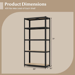 Tangkula 5-Tier Heavy Duty Metal Shelving with 2000 LBS Load, Adjustable Garage Storage Utility Shel