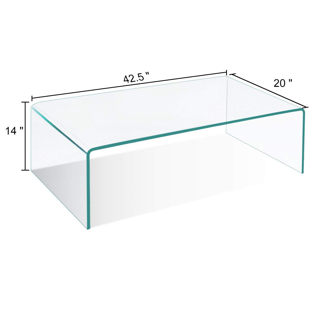 Tangkula Tempered Glass Coffee, Clear Coffee Table