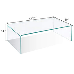 Tangkula Tempered Glass Coffee, Clear Coffee Table