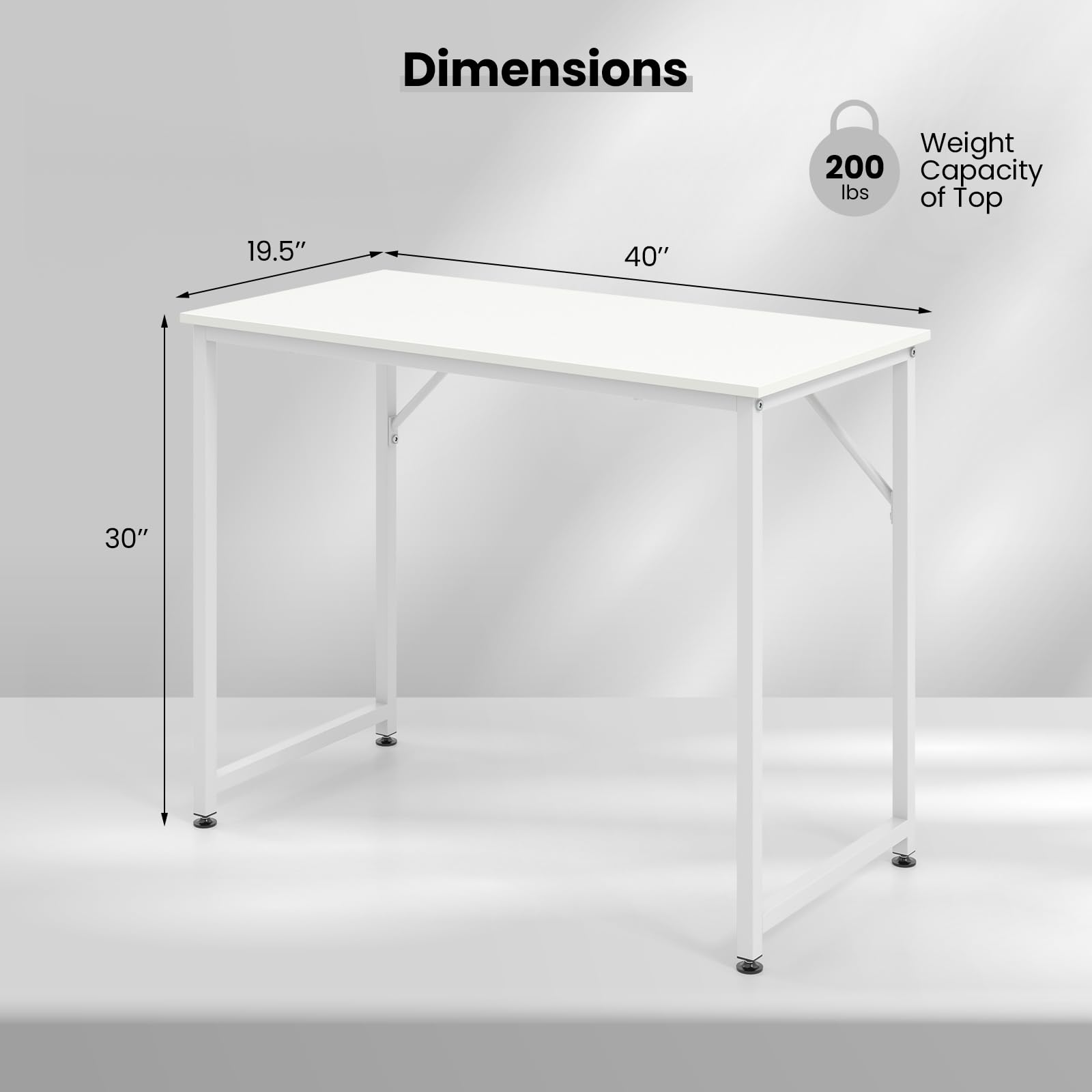 Tangkula Computer Laptop Desk, Heavy Duty Metal Frame Writing Desk (White)