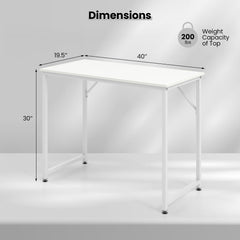 Tangkula Computer Laptop Desk, Heavy Duty Metal Frame Writing Desk (White)