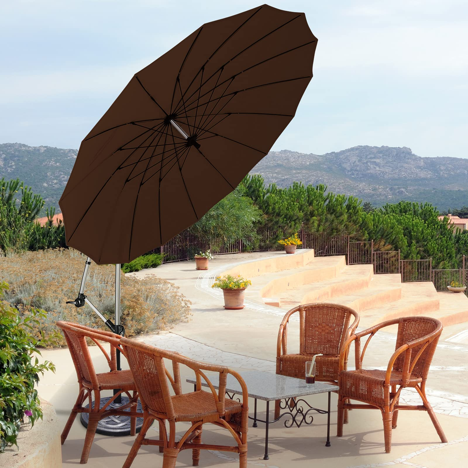 Tangkula 10 FT Patio Offset Umbrella, Outdoor Cantilever Umbrella